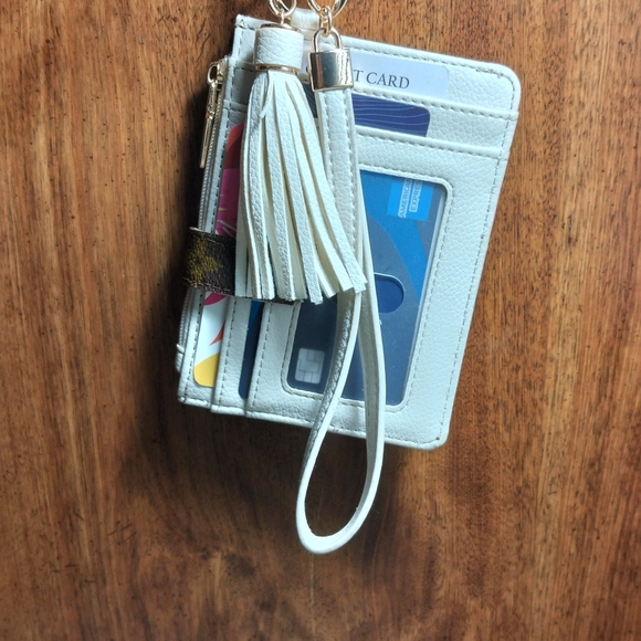 Brown and White Card Holder with Tassel - Picture 3 of 4